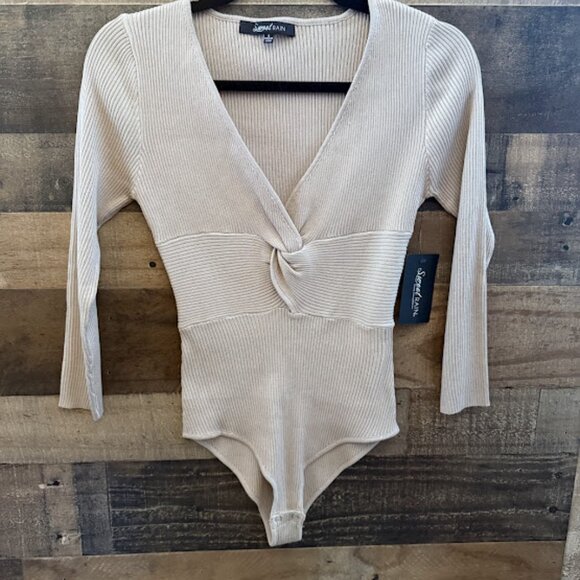 NWT Nude Front Knot Ribbed Bodysuit - Picture 2 of 7